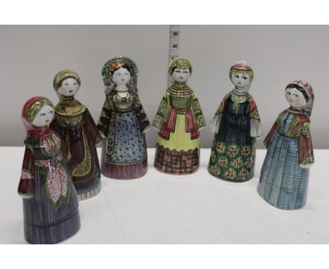 Six Greek ceramic doll figures 