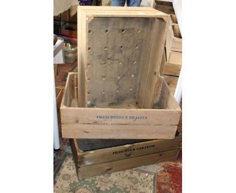 Three vintage wooden fruit crates 