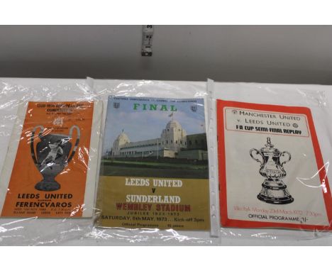 Three vintage Leeds United football programmes including Final &amp; semi final 