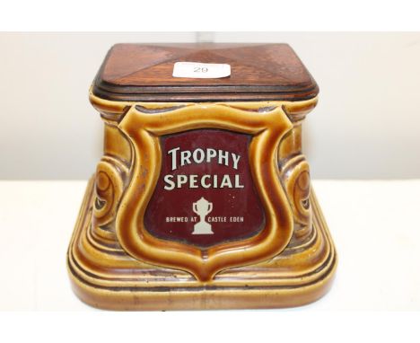 A vintage bar top trophy ceramic base beer pump 