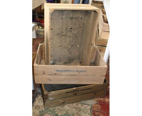 Three vintage wooden fruit crates 