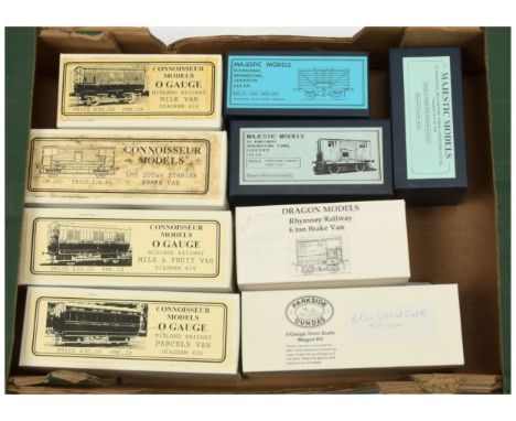 Connoisseur, Majestic, Dragon 9x unbuilt wagon kits. To include Connoisseur Models Milk / Fruit Van, Stannier Brake Van, Maje