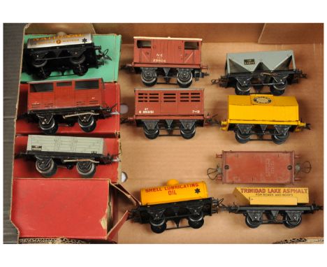 Hornby Trains O Gauge Group of boxed &amp; unboxed wagons. to include Tank wagon - National; Side Tipping wagon - Trinidad La