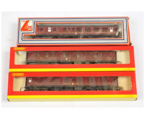 Hornby China &amp; Lima OO Group of 3x Coaches. Comprising Hornby R4202 BR Maroon Sleeper Coach M2008 - weathered; Hornby R42