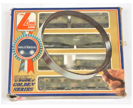 Lima 109704 HO German WW2 Military Train Set. Containing Power &amp; Dummy cars, Leopold Rail Gun, 2x wagons &amp; passenger 