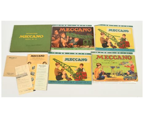 Meccano Pre &amp; Post War Instruction Booklets &amp; other Literature. To include Instruction Booklet for No.9 &amp; No.10 O