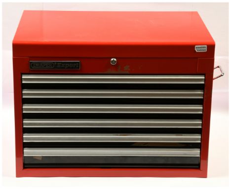 Draper Expert Metal Tool Chest. Finished in red, with lift up lid, 6x draws, measuring 66cm wide x 48cm high x 45.5cm deep, 2