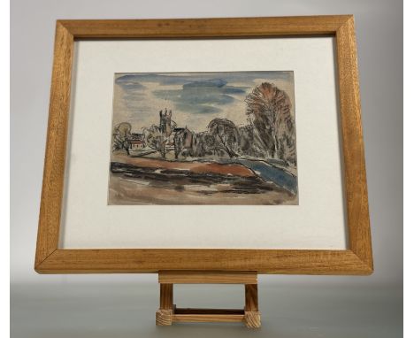 Y Sir William MacTaggart, P.R.S.A., R.A., F.R.S.E., R.S.W. (Scottish, 1903-1981), A Village Church, watercolour and charcoal,