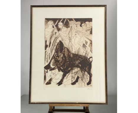 Y&nbsp;Dame Elizabeth Frink D.B.E., R.A. (British, 1930-1993), The Kalydonian Boar, from Children of the Gods, etching with a