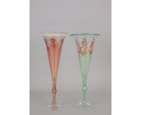 (2) Vandermark Art Glass Trumpet VasesBoth marked on base.Dimensions: 15 x 6 in.