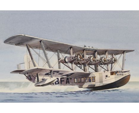 Colin Ashford (British, 20th C.)"Seaplane"Original watercolor painting on Paper. Signed lower right.Provenance: Collection of