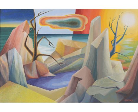 John Heins (New York, 1896 - 1969)Oil on Board. Signed lower right.Heins' photography and works can be found in the Brooklyn 