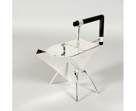 A CHRISTOPHER DRESSER DESIGN TRIANGULAR TEAPOT.