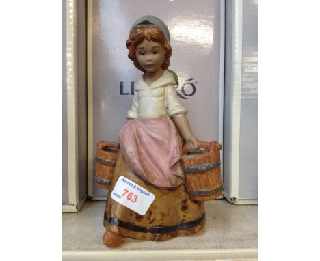 LLADRO FIGURE GIRL WITH TWO PAILS WITH BOX 22CM