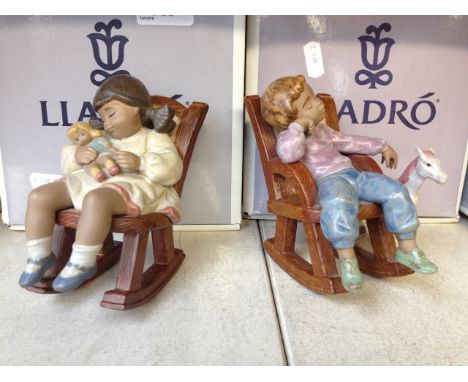 TWO LLADRO FIGURES ALL TUCKERED OUT AND NAPTIME WITH BOXES 13CM