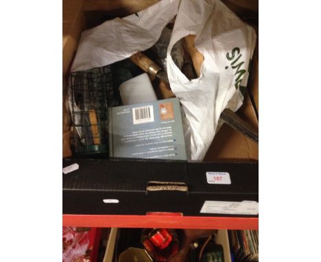 A BOX OF MIXED TOOLS AND OTHER ITEMS