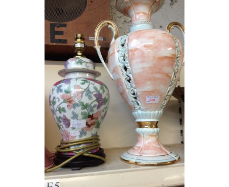 POTTERY VASE AND TABLE LAMP, 53CM. E5