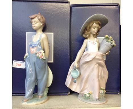 TWO LLADRO FIGURES A WISH COME TRUE AND P#OCKET FULL OF WISHES WITH BOXES Condition - very good, minor chip to petal on girl 