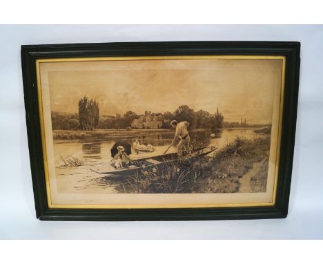 H R Robertson after Tom Lloyd(?), late 19th/early 20th century, Punting on the River, Engraving, signed in pencil Lloyd lower