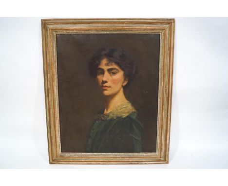 English School, 1900's, Portrait of a young lady, Oil canvas