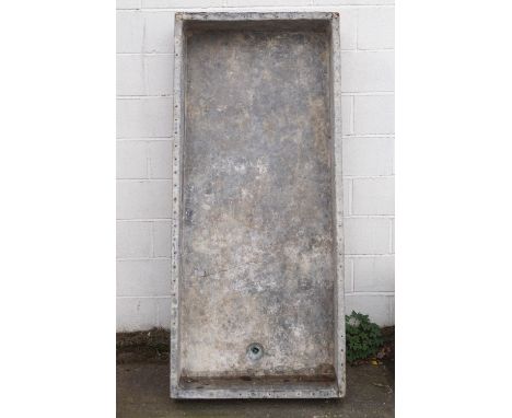 An old lead and wooden meat salting trough, 190cm x 84cm 