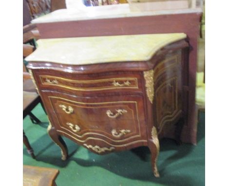 A Continental Rosewood Three Drawer Bombé Commode with Marble Top of Wonderful Quality, with serpentine top and concave sides