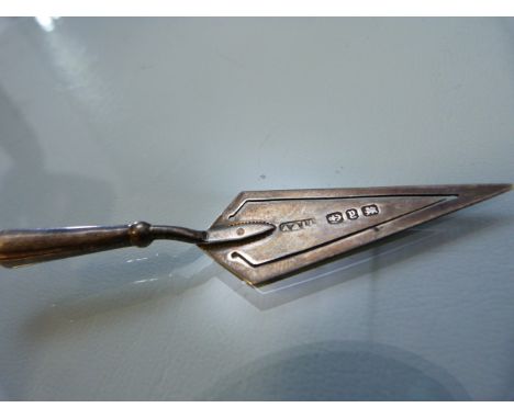Small silver trinket trowel in the form of a bookmark. Hallmarks for Birmingham 1898. 
