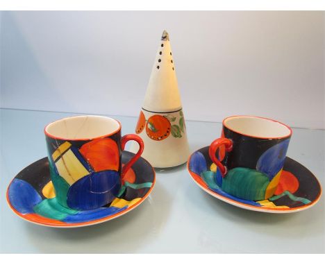 Susie Cooper for Gray's Pottery. (Design no 7960) Painted with a Geometric arrangements of circles and triangles in bold colo