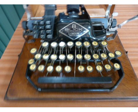 An oak cased 8 Blick Vintage Typewriter 'Cheapside London'