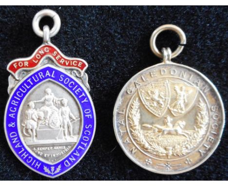 Medallions. (2) Silver and enamel. For Long Service. Highland & Agricultural Society of Scotland. Inscribed "50 Years. Willia
