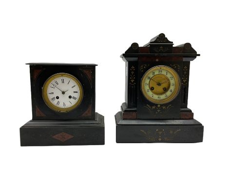 A late 19th century French eight-day mantle clock striking the hours and half hours on a coiled gong (missing), in a Belgium 