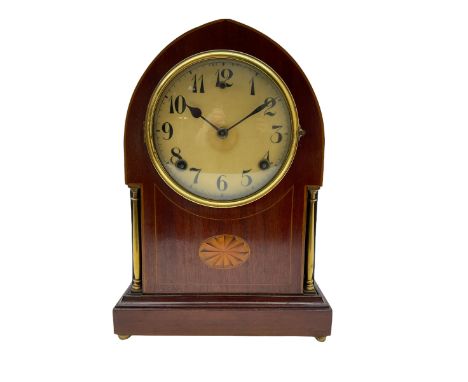 A late 19th century American mantle clock in a&nbsp;"Lancet" case manufactured by the Gilbert Clock Factory, Connecticut, mah