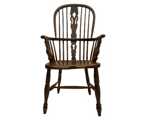 19th century elm and ash Windsor armchair, high comb back with centre splatDimensions: Height:&nbsp;107cm&nbsp; Length/Width: