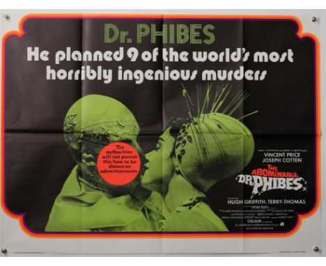 The Abominable Dr. Phibes (1971) British Quad film poster, horror directed by Robert Fuest & starring Vincent Price, folded, 