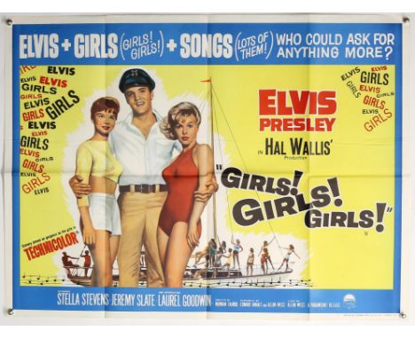 Elvis Presley Girls! Girls! Girls! (1962) British Quad film poster, folded, 30 x 40 inches. Provenance: From The Michael Arms