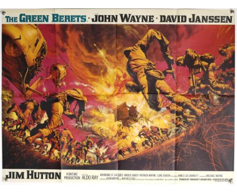 The Green Berets (1968) British Quad film poster, starring John Wayne, artwork by Frank McCarthy, folded, 30 x 40 inches. Pro