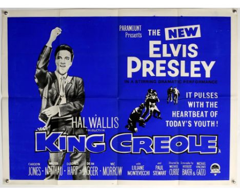 Elvis Presley King Creole (1960s) British Quad film poster for this Elvis classic, folded, 30 x 40 inches. Provenance: From T