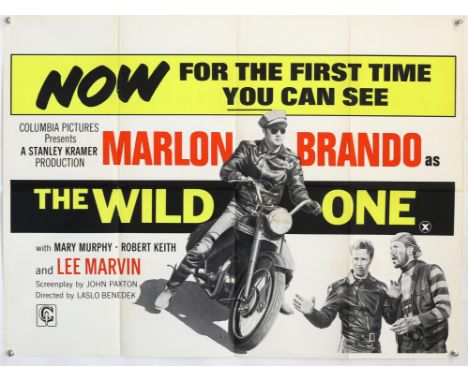 The Wild One (1968) British Quad film poster starring Marlon Brando on a Triumph Thunderbird 6T, folded, 30 x 40 inches. Prov