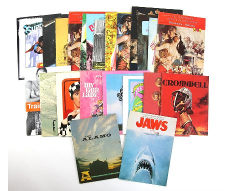 20+ Movie brochures including Superman, E. T., Jaws, Spartacus, My Fair Lady, The Sound of Music, The Alamo, Fantasia and oth