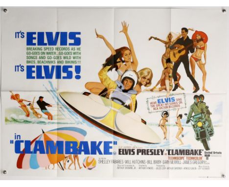 Elvis Presley Clambake (1967) British Quad film poster, folded, 30 x 40 inches. Provenance: From The Michael Armstrong Cinema