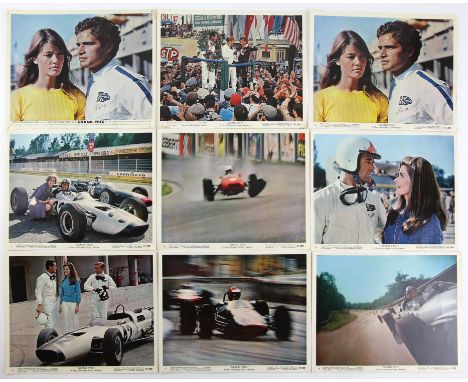 Grand Prix (1966) Set of 9 Front of House cards, 10 x 8 inches (9).Provenance: From The Michael Armstrong Cinema Collection.C