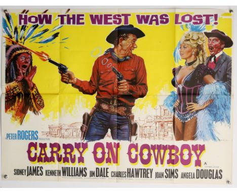 Carry on Cowboy (1966) British Quad film poster, artwork by Tom Chantrell, folded, 30 x 40 inches. Provenance: From The Micha
