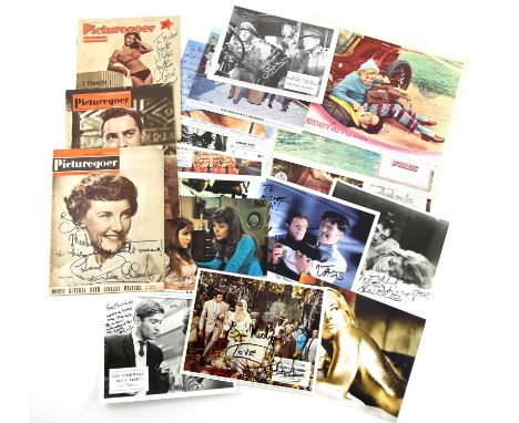 Autographs - Large collection of over 80 signatures, signed on lobby cards, still, vintage magazines, signatures include Virg