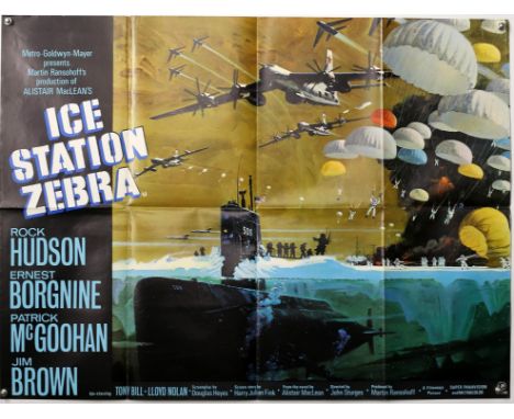 Ice Station Zebra (1968) British Quad film poster, Cold War thriller starring Rock Hudson with poster artwork by Robert McCal