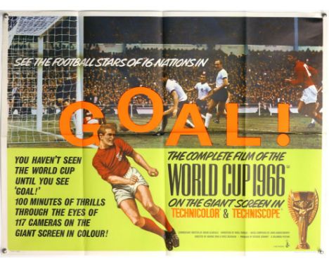 Goal! The Complete film of the 1966 World Cup (1966) British Quad film poster, folded, 30 x 40 inches. Provenance: From The M