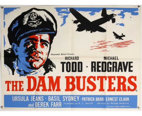 The Dam Busters (R-1960's) British Quad film poster, starring Richard Todd & Michael Redgrave, and a Double bill for Tea for 