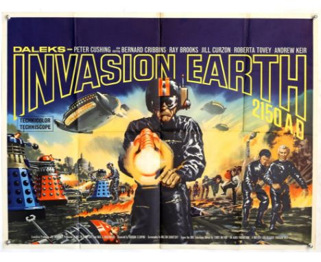 Daleks Invasion Earth 2150 AD (1966) British Quad film poster, starring Peter Cushing and Bernard Cribbins, British Lion, fol