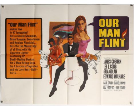Our Man Flint (1966) British Quad film poster, starring James Coburn, Lee J. Cobb, with artwork by Bob Peak, folded, 30 x 40 