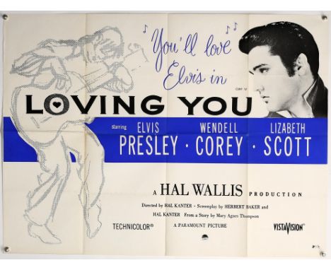 Elvis Presley Loving You (1960s) British Quad film poster, folded, 30 x 40 inches. Provenance: From The Michael Armstrong Cin