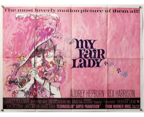 My Fair Lady (1964) British Quad film poster, starring Audrey Hepburn, artwork by Bob Peak, folded, 30 x 40 inches. Provenanc
